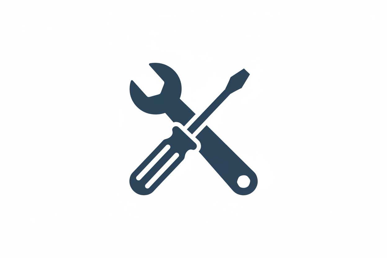 minimistic tools icon in dark blue 